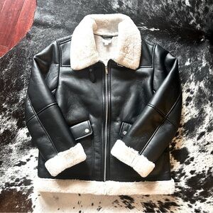 NWOT Joie Buttery Soft Faux Leather Faux Fur Lined Moto Jacket